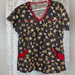 Christmas scrub top, worn once